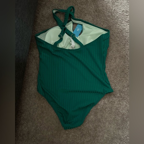 Cupshe Green Rib Cutout Crisscross One Piece Swimsuit Large - Picture 8 of 10